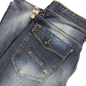 Company 81 Spencer Straight Classic Fit Distressed Blue Jeans Mens 36x32